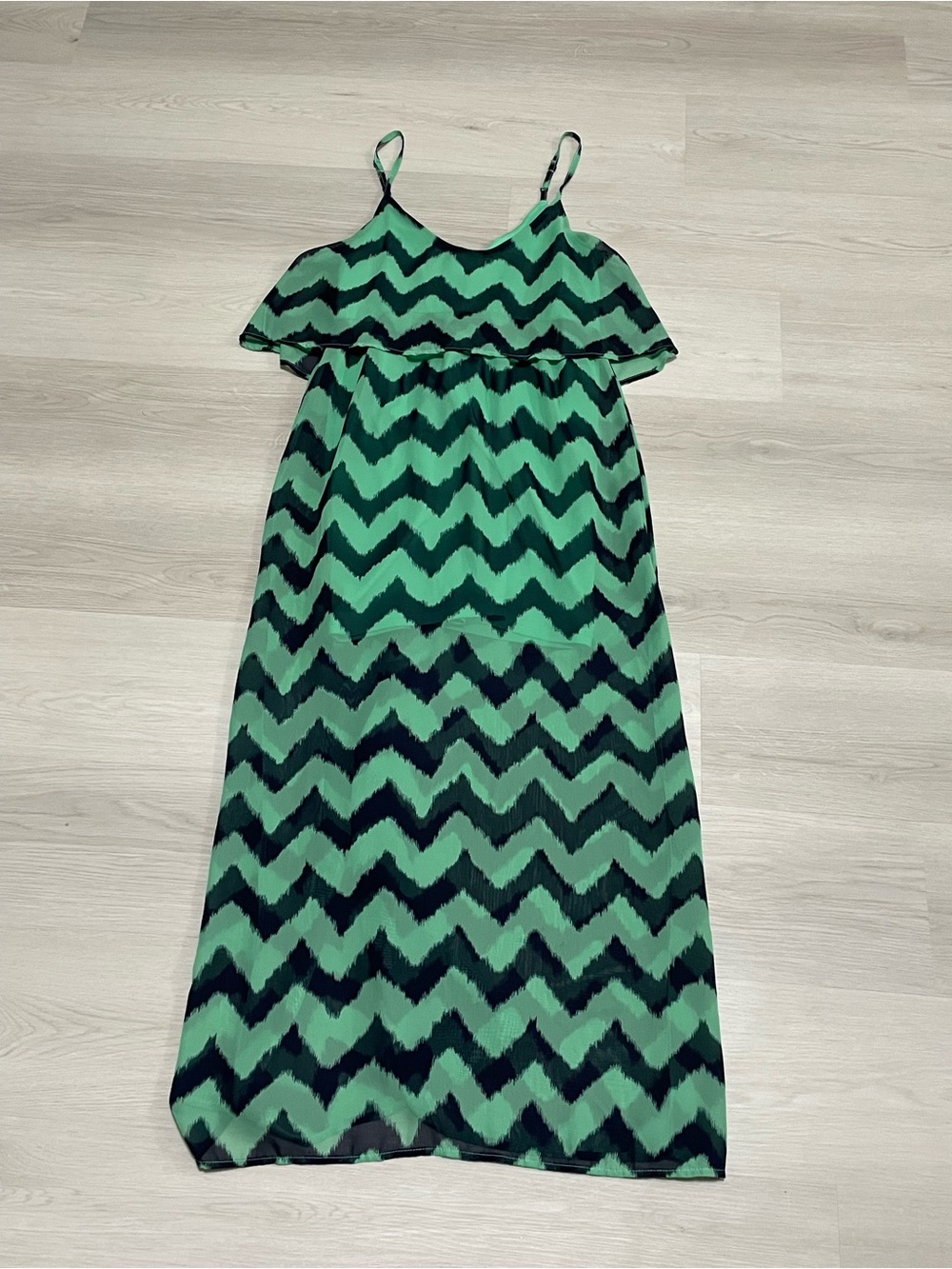 Almost Famous Green and Navy Maxi Dress